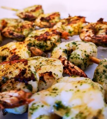 shrimp kabobs on plate